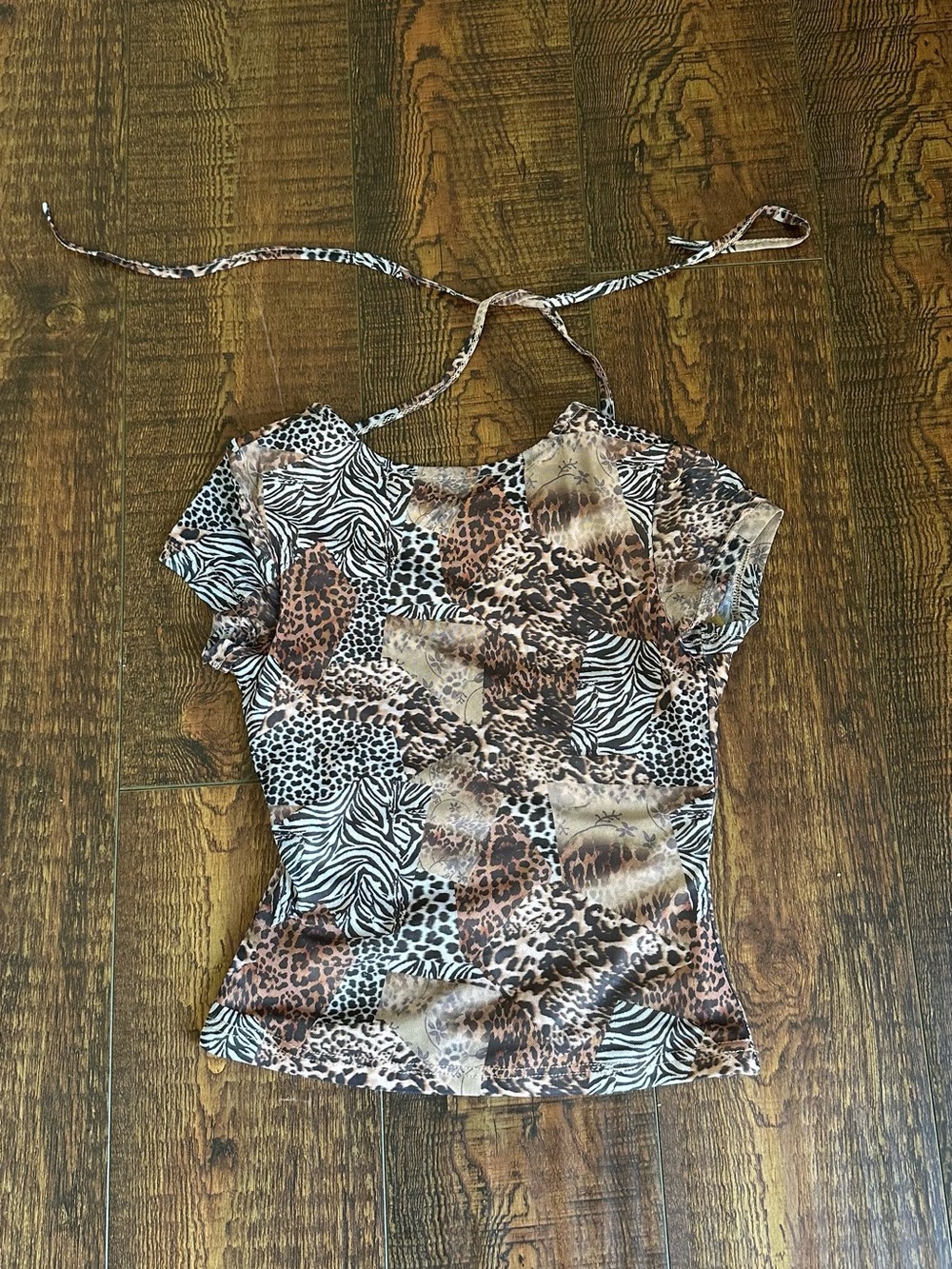 Princess Polly Animal print Halter Top - Brown & Black